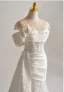 Elegant White Beading Lace Flower Appliques Wedding Dresses 2025 Trumpet / Mermaid Scoop Neck Cap Sleeves Backless Sweep Train