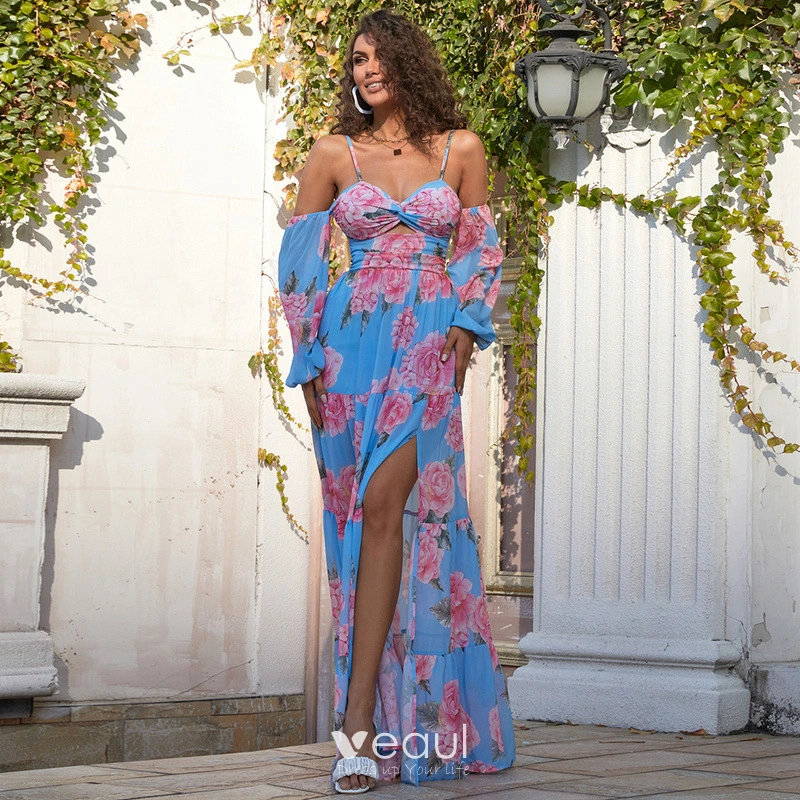 Miljuschka by on-off shoulder jurk met bloemenprint zwart