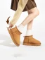 Comfortable Brown Street Wear Leather Flat Suede Snow Boots 2024 Round Toe Womens Boots