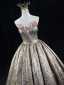 Sparkly Gold Beading Pearl Sequins Appliques Prom Dresses 2024 Ball Gown Strapless Sleeveless Backless Floor-Length / Long Prom Formal Dresses