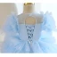 Fashion Sky Blue Beading Sequins Cascading Ruffles Birthday Flower Girl Dresses 2023 Ball Gown Scoop Neck Short Sleeve Backless Floor-Length / Long Flower Girl Dresses