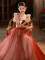 Charmant Rouge Perlage Paillettes Robe De Soirée 2022 Princesse De l'épaule Sans Manches Dos Nu Longue Soirée Robe De Ceremonie