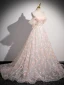 Flower Fairy Appliques Sequins Prom Dresses 2024 Ball Gown Off-The-Shoulder Sleeveless Backless Floor-Length / Long Formal Dresses