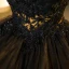 Vintage / Retro Black Beading Sequins Lace Flower Cascading Ruffles Prom Dresses 2023 Ball Gown Scoop Neck Puffy Short Sleeve Backless Floor-Length / Long Prom