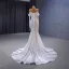 Luxury / Gorgeous Sexy White Handmade  Beading Sequins Pearl Tassel Wedding Dresses 2023 Off-The-Shoulder Trumpet / Mermaid Sleeveless Backless Sweep Train