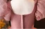 Chic / Belle Rougissant Rose Anniversaire Robe Ceremonie Fille 2024 Robe Boule Encolure Carrée Gonflée Manches Courtes Dos Nu Longue