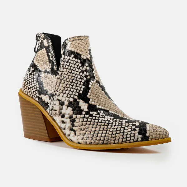 Mote Brun Høst Vinter Leopard Print Boots Dame 2023 Gateklær 8 cm Tykk Hæler Spisse Boots Høyhælte