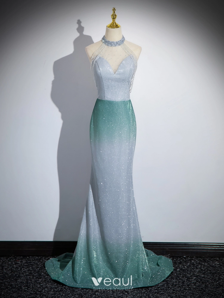Halter Sequin Green Trumpet Mermaid Prom Dress Halter Sequin Green Trumpet Mermaid Prom Dress