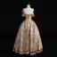 Medieval Blushing Pink Printing Prom Dresses 2022 Satin Ball Gown One-Shoulder Bow Rhinestone Short Sleeve Backless Floor-Length / Long Formal Dresses