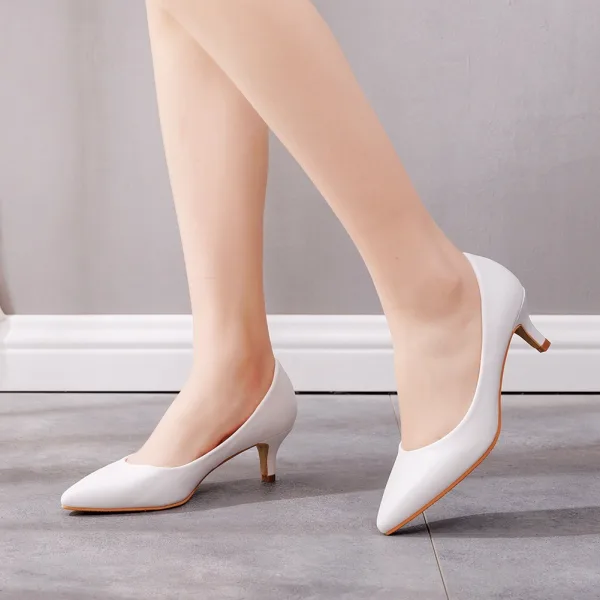 Bescheiden Witte Kantoor OL Pumps Hoge Hakken 5 cm Naaldhakken / Stiletto Spitse Neus Pumps