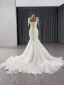Haut de Gamme Blanche Fait main Perlage Perle Paillettes Robe De Mariée 2025 Trompette / Sirène Encolure Carrée Sans Manches Dos Nu Tribunal Train Mariage