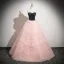 Schöne Rosa Perlenstickerei Durchbohrt Ballkleider 2025 Ballkleid Bandeau Ärmellos Rückenfreies Lange Ball Festliche Kleider
