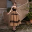 Chic / Beautiful Brown Spotted Homecoming Graduation Dresses 2022 A-Line / Princess Square Neckline Sleeveless Backless Floor-Length / Long Formal Dresses