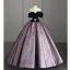 Vintage / Retro Black Rhinestone Sash Satin Prom Dresses 2023 Ball Gown Off-The-Shoulder Short Sleeve Backless Floor-Length / Long Formal Dresses