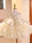 Bling Bling Champagne Sequins Cascading Ruffles Birthday Flower Girl Dresses 2026 Ball Gown Scoop Neck Sleeveless Bow Short