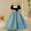 Élégant Noire Anniversaire Robe Ceremonie Fille 2022 Robe Boule Encolure Dégagée Gonflée Manches Courtes Longue Robe Ceremonie Fille
