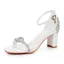Sexy Weiß Strass Knöchelriemen Brautschuhe 2025 7 cm Stilettos Peeptoes Hochzeit Sandaletten Hochhackige