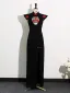 Chinese style Black Evening Party Cheongsam / Qipao 2025 Trumpet / Mermaid High Neck Cap Sleeves Sweep Train