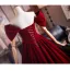 Vintage / Retro Burgundy Velvet Prom Dresses 2025 A-Line / Princess Off-The-Shoulder Short Sleeve Backless Floor-Length / Long Prom Formal Dresses