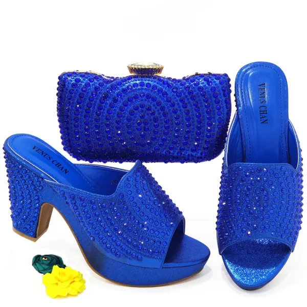Chic / Beautiful Black Rhinestone Evening Party Womens Sandals Clutch Bags 2023 10 cm Thick Heels Open / Peep Toe Sandals High Heels Clutch Bags