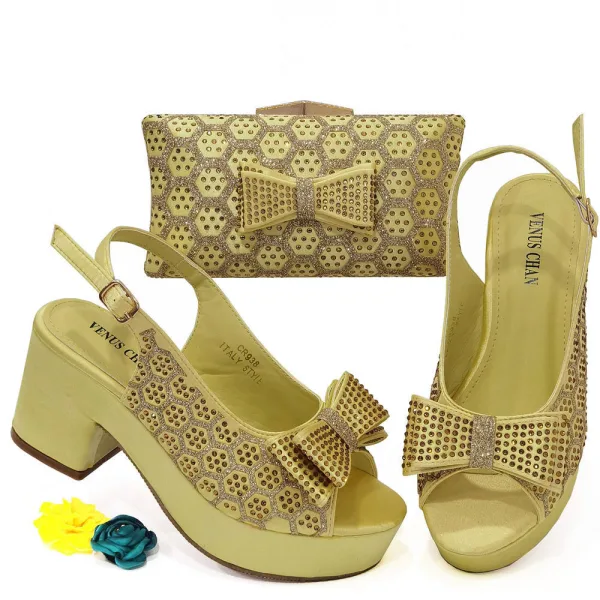 Chic / Beautiful Black Rhinestone Bow Womens Sandals Clutch Bags 2023 Evening Party 7 cm Thick Heels Open / Peep Toe Sandals High Heels Clutch Bags