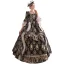 Medieval Vintage / Retro Gothic Black Printing Prom Dresses 2022 Ball Gown Square Neckline Bell sleeves Backless Floor-Length / Long Formal Dresses