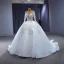 Luxury / Gorgeous White Handmade  Beading Rhinestone Pearl Sequins Wedding Dresses 2023 Ball Gown Scoop Neck Long Sleeve Backless Court Train Wedding