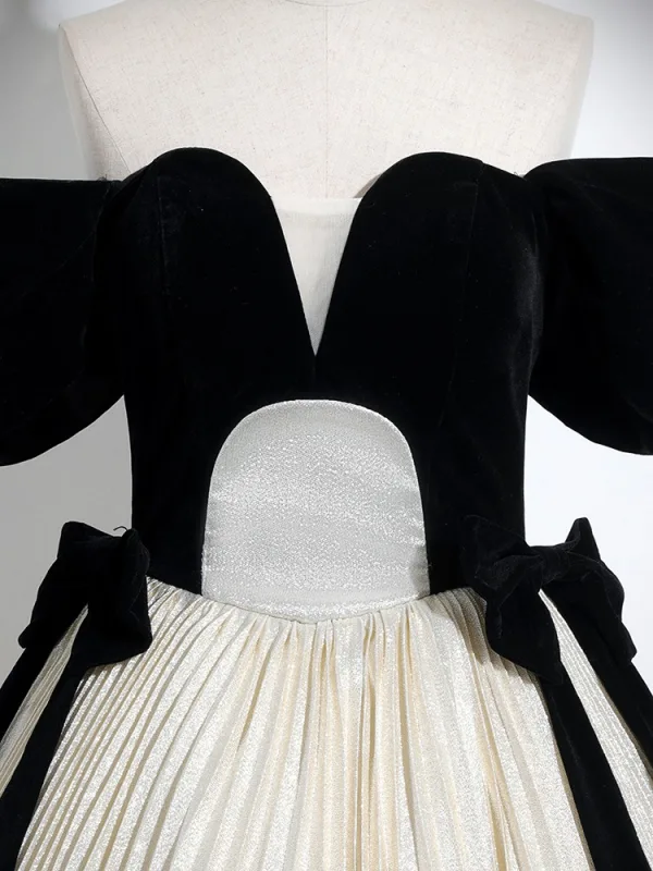 Élégant Champagne Glitter Satin Noeud Robe De Bal 2024 Robe Boule De l'épaule Manches Courtes Dos Nu Longue Promo Robe De Ceremonie