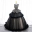 Elegant Black Sequins Lace Flower Prom Dresses 2022 Ball Gown Scoop Neck Sleeveless Backless Floor-Length / Long Prom Formal Dresses