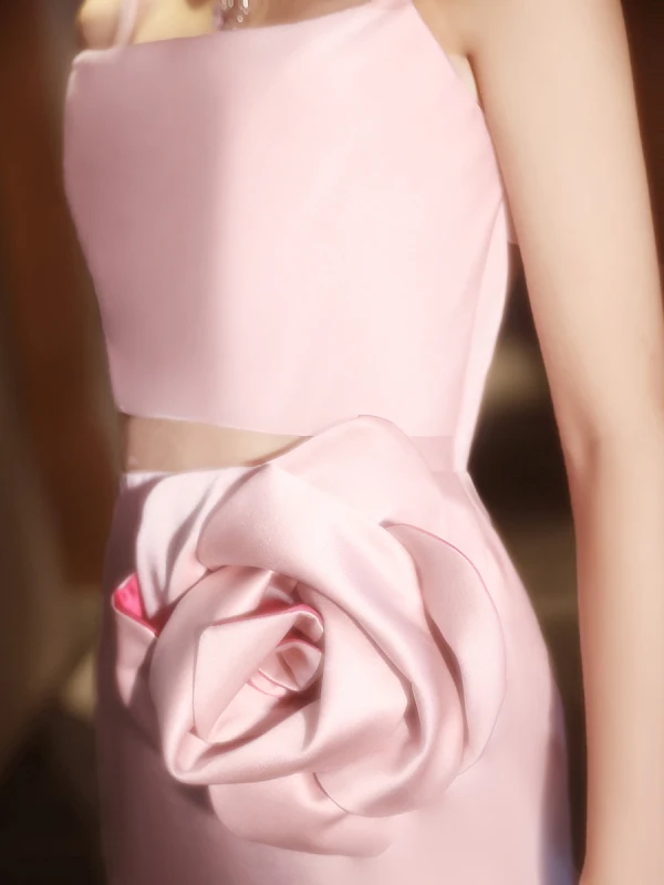 Charmant Rougissant Rose Appliques Robe De Soirée 2024 Trompette / Sirène Bretelles Spaghetti Sans Manches Dos Nu Longue Soirée Robe De Ceremonie