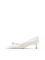 Elegant White Satin Pearl Wedding Shoes 2024 6 cm Stiletto Heels Pointed Toe Wedding Pumps High Heels