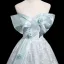 Chic / Beautiful Sky Blue Appliques Prom Dresses 2025 A-Line / Princess Strapless Floor-Length / Long Tulle Backless Prom Sleeveless Formal Dresses