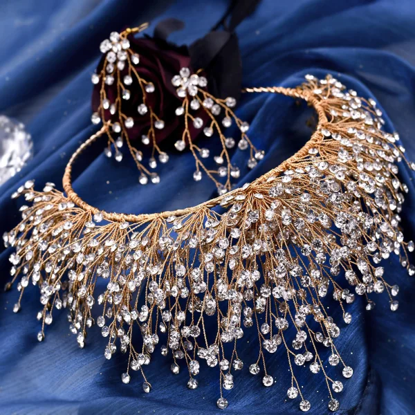 Sparkly Silver Handmade Rhinestone Bridal Hair Accessories 2023 Alloy Wedding