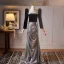 Scintillantes Noire Paillettes Robe De Bal 2025 Trompette / Sirène Encolure Carrée Manches Longues Dos Nu Longue Promo Robe De Ceremonie