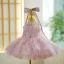 Chic / Beautiful Blushing Pink Tassel Sequins Birthday Flower Girl Dresses 2023 Ball Gown Scoop Neck Sleeveless Bow Short