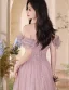 Bling Bling Rougissant Rose Perlage Paillettes Robe De Bal 2024 Princesse De l'épaule Manches Courtes Dos Nu Longue Promo Robe De Ceremonie