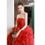 Amazing / Unique Red Flower Prom Dresses 2023 Ball Gown Strapless Sleeveless Backless Court Train Prom Formal Dresses
