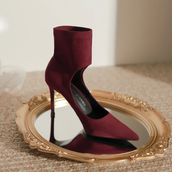Chic / Beautiful Ocean Blue Street Wear Winter Suede Pumps 2023 Leather 8 cm Stiletto Heels Pointed Toe Pumps High Heels
