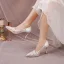 Chic / Beautiful White Pearl Rhinestone Lace Flower Wedding Shoes 2023 8 cm Stiletto Heels Pointed Toe Wedding Pumps High Heels