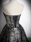 Chic / Beautiful Black Spotted Prom Dresses 2023 Ball Gown Strapless Sleeveless Backless Floor-Length / Long Formal Dresses