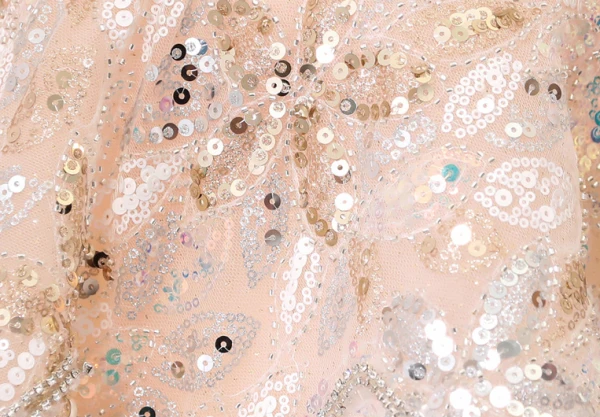 Elegant Champagne Beading Pearl Rhinestone Sequins Birthday Flower Girl Dresses 2024 Ball Gown High Neck Short Sleeve Backless Floor-Length / Long