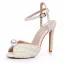 Elegant Beige Pearl Wedding Shoes 2024 11 cm Stiletto Heels Ankle Strap Open / Peep Toe Wedding Sandals High Heels