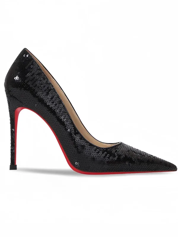 Glittrande Silver Paljetter Röd Sula Afton Pumps 2026 Läder 12 cm Stilettklackar Spetsiga Pumps Högklackade