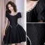 Fashion Black Rhinestone Short Evening Dresses Party Dresses 2022 A-Line / Princess Scoop Neck Puffy Short Sleeve Backless Evening Party Formal Dresses