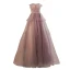 Charming Purple Ruffle Prom Dresses 2022 A-Line / Princess Strapless Sleeveless Backless Floor-Length / Long Prom Formal Dresses