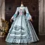 Vintage / Originale Médiévale Bleu Ciel Perle Noeud Faux Diamant Robe De Bal 2026 Robe Boule Encolure Dégagée Manches de cloche Longue Robe De Ceremonie