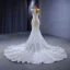 High-end Charming White Glitter Sequins Wedding Dresses 2023 Trumpet / Mermaid Scoop Neck Sleeveless Chapel Train Wedding