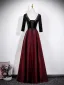 Vintage / Originale Bordeaux Robe De Bal 2026 Princesse V-Cou 3/4 Manches Dos Nu Longue