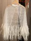 High-end Vintage / Retro White Handmade  Beading Pearl Sequins Feather Prom shawl 2025