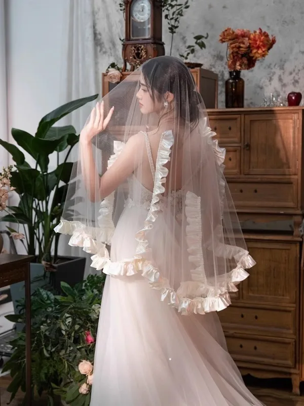 Élégant Blanche 1.5 m Tulle Voile De Mariée 2025